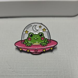 Cute Frog UFO Enamel Pin